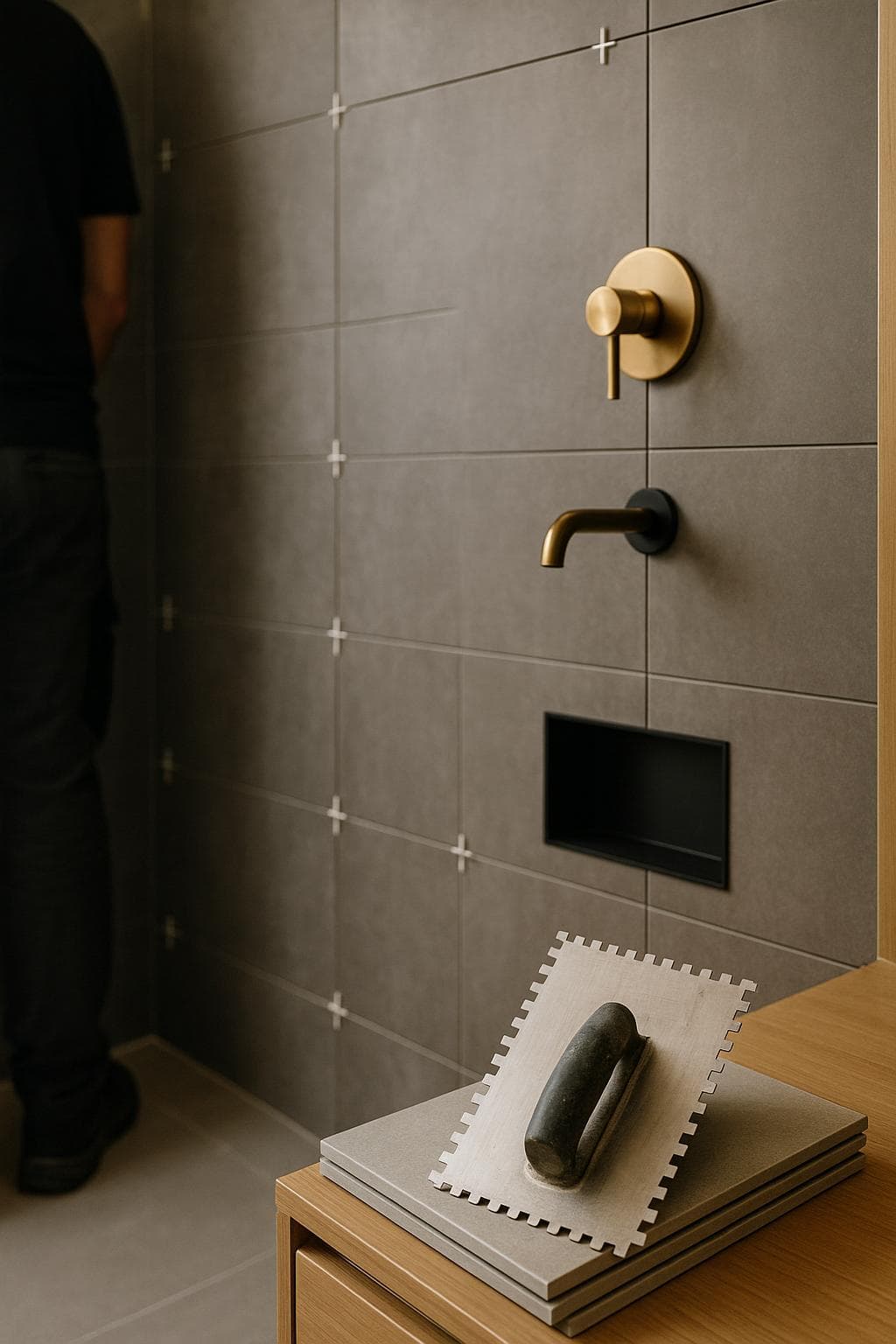 Strak tegelwerk in een nieuwe badkamer door Bella Renovaties