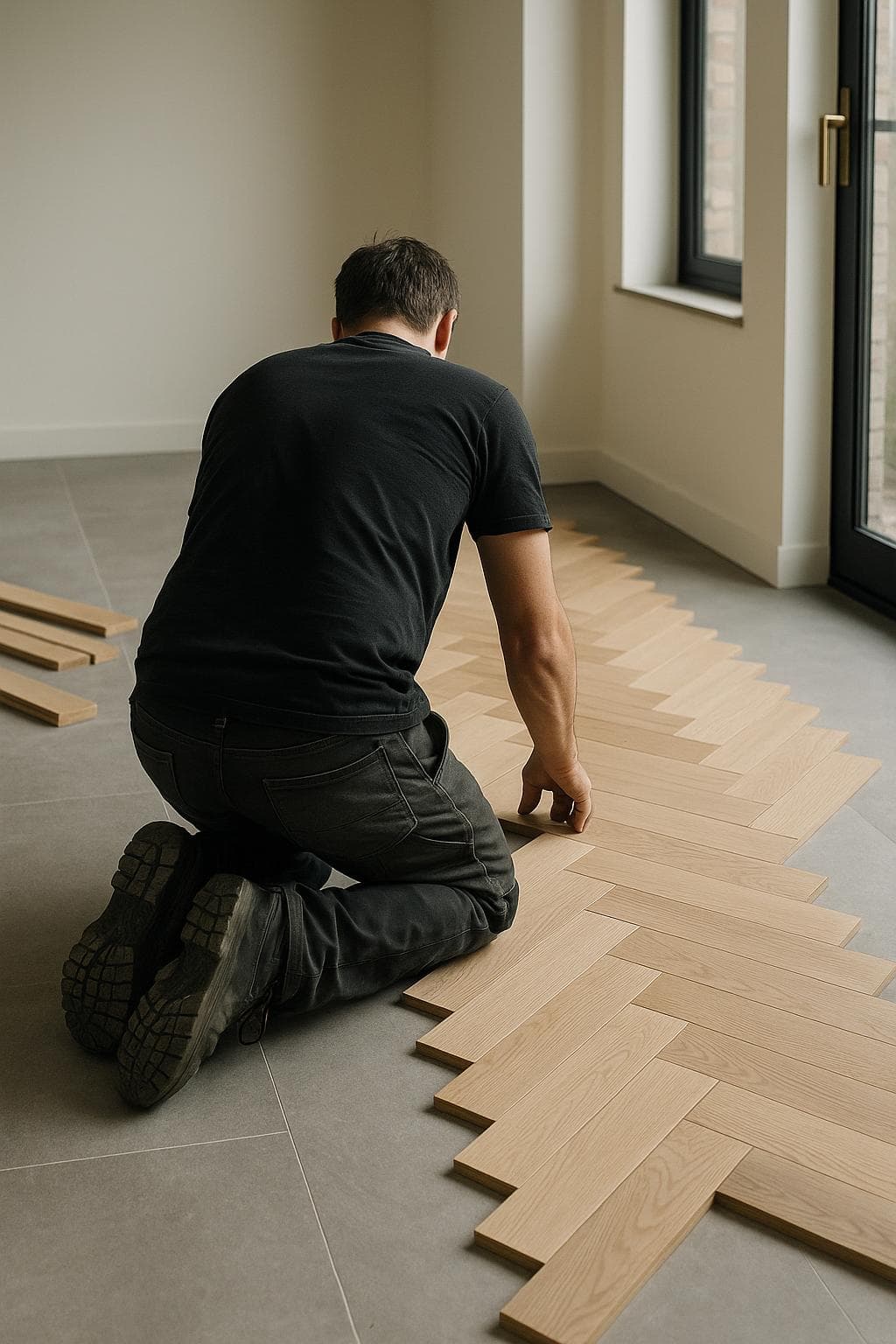 Nieuwe visgraatvloer door Bella Renovaties